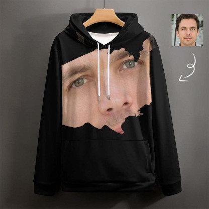 FacePajamas Hoodie-2WH-SDS Custom Face Hoodie Irregular Shape Unisex Large Size Hooded Pullover Personalized Big Face Loose Hoodie Top Outfits
