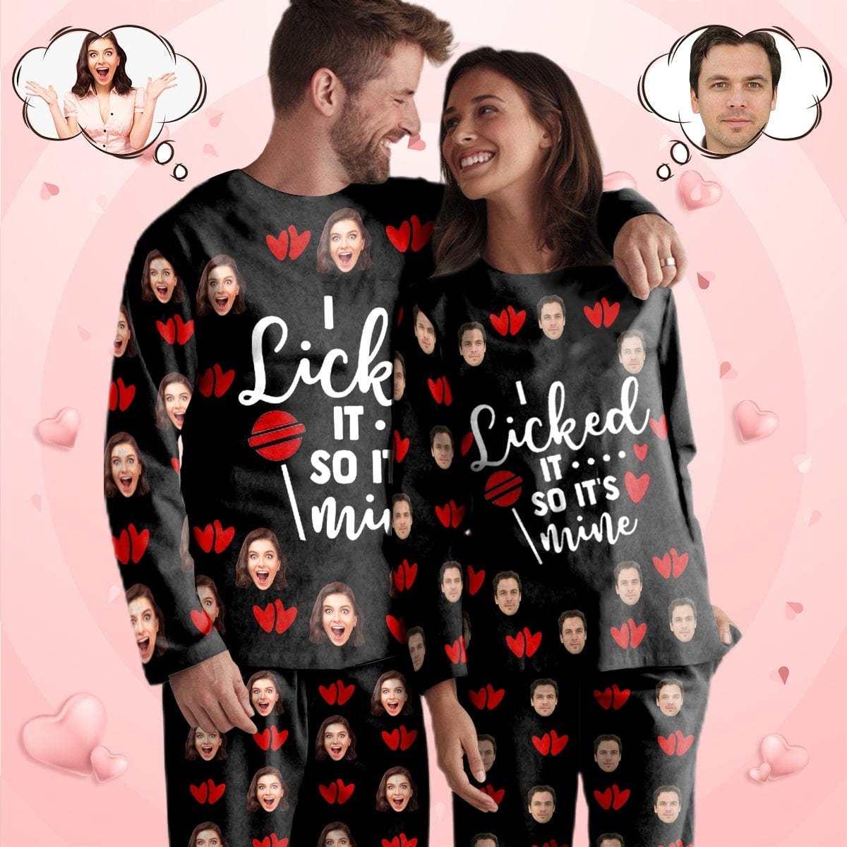 FacePajamas Pajama Custom Face I Licked Couple Matching Pajamas