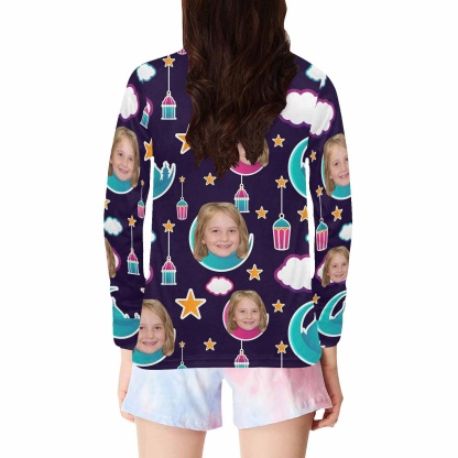 FacePajamas Pajama Shirt&Pants Custom Face Kids' All Over Print Pajama Top & Trousers Astronaut Design Personalized Long Pajama Sets