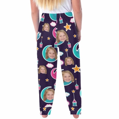 FacePajamas Pajama Shirt&Pants Custom Face Kids' All Over Print Pajama Top & Trousers Astronaut Design Personalized Long Pajama Sets