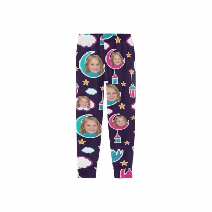 FacePajamas Pajama Shirt&Pants Custom Face Kids' All Over Print Pajama Top & Trousers Astronaut Design Personalized Long Pajama Sets
