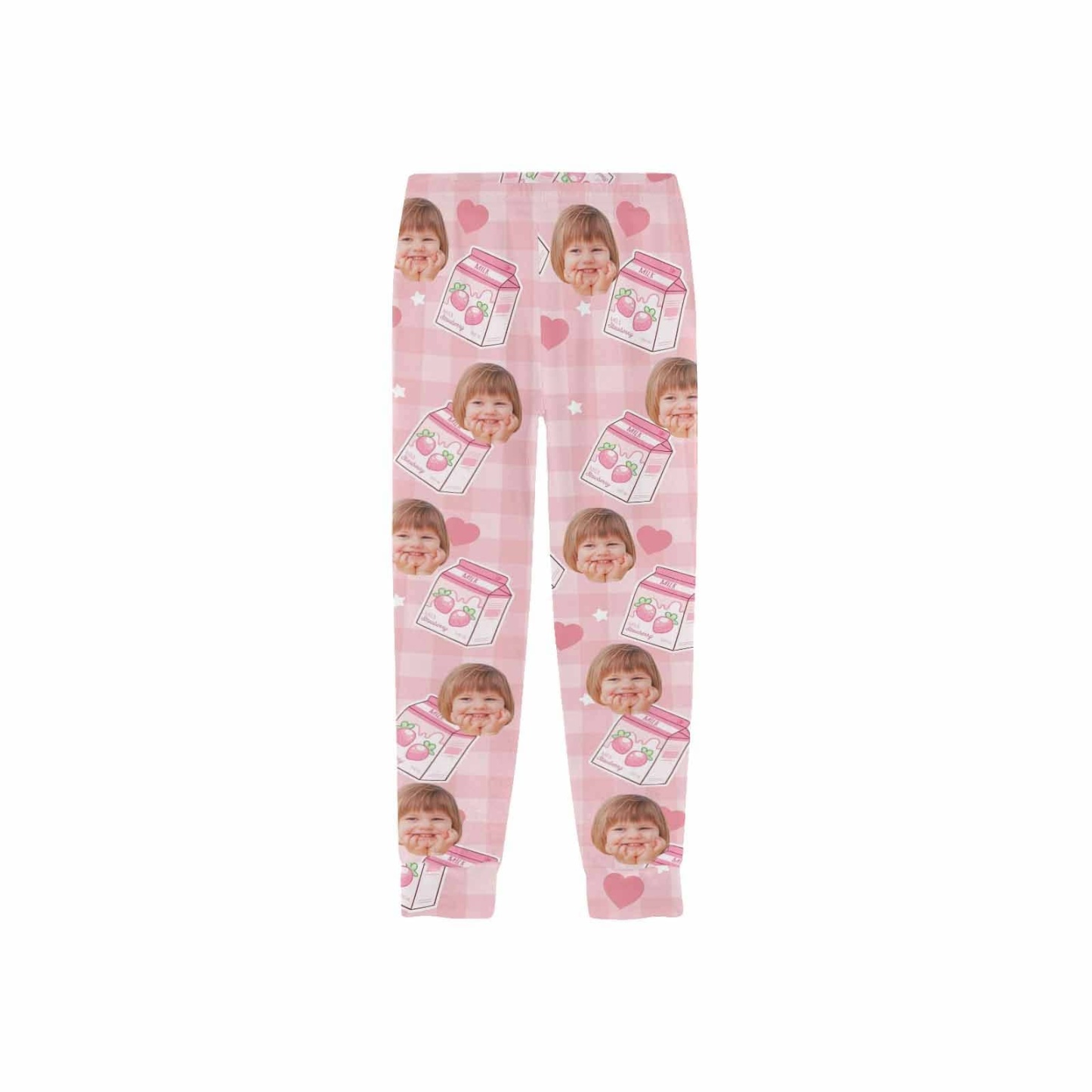 FacePajamas Pajama Shirt&Pants Custom Face Kids' All Over Print Pajama Top & Trousers Pink Personalized Long Pajama Sets
