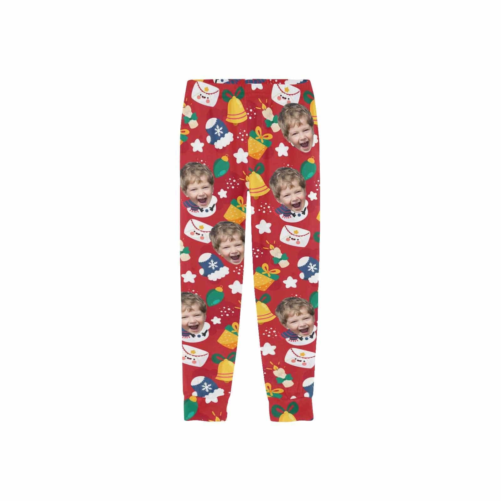 FacePajamas Pajama Shirt&Pants Custom Face Kids' All Over Print Pajama Top & Trousers Red Personalized Long Pajama Set
