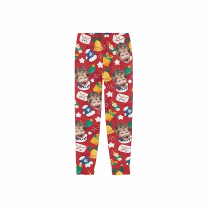 FacePajamas Pajama Shirt&Pants Custom Face Kids' All Over Print Pajama Top & Trousers Red Personalized Long Pajama Set