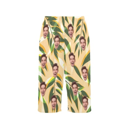 FacePajamas Pajama Shirt&Pants Custom Face Leaf Tree Cropped Pajama Pants For Women Girlfriend Gift Fashion