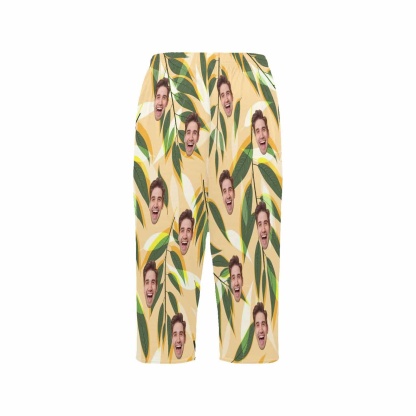 FacePajamas Pajama Shirt&Pants Custom Face Leaf Tree Cropped Pajama Pants For Women Girlfriend Gift Fashion