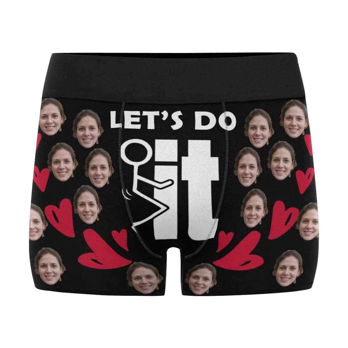 FacePajamas Mix Briefs Custom Face Let's Do It Women's Classic Thong&Men's Boxer Briefs Personalized Underwear For Couple Funny Gifts