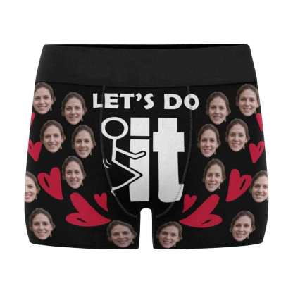 FacePajamas Mix Briefs Custom Face Let's Do It Women's Classic Thong&Men's Boxer Briefs Personalized Underwear For Couple Funny Gifts