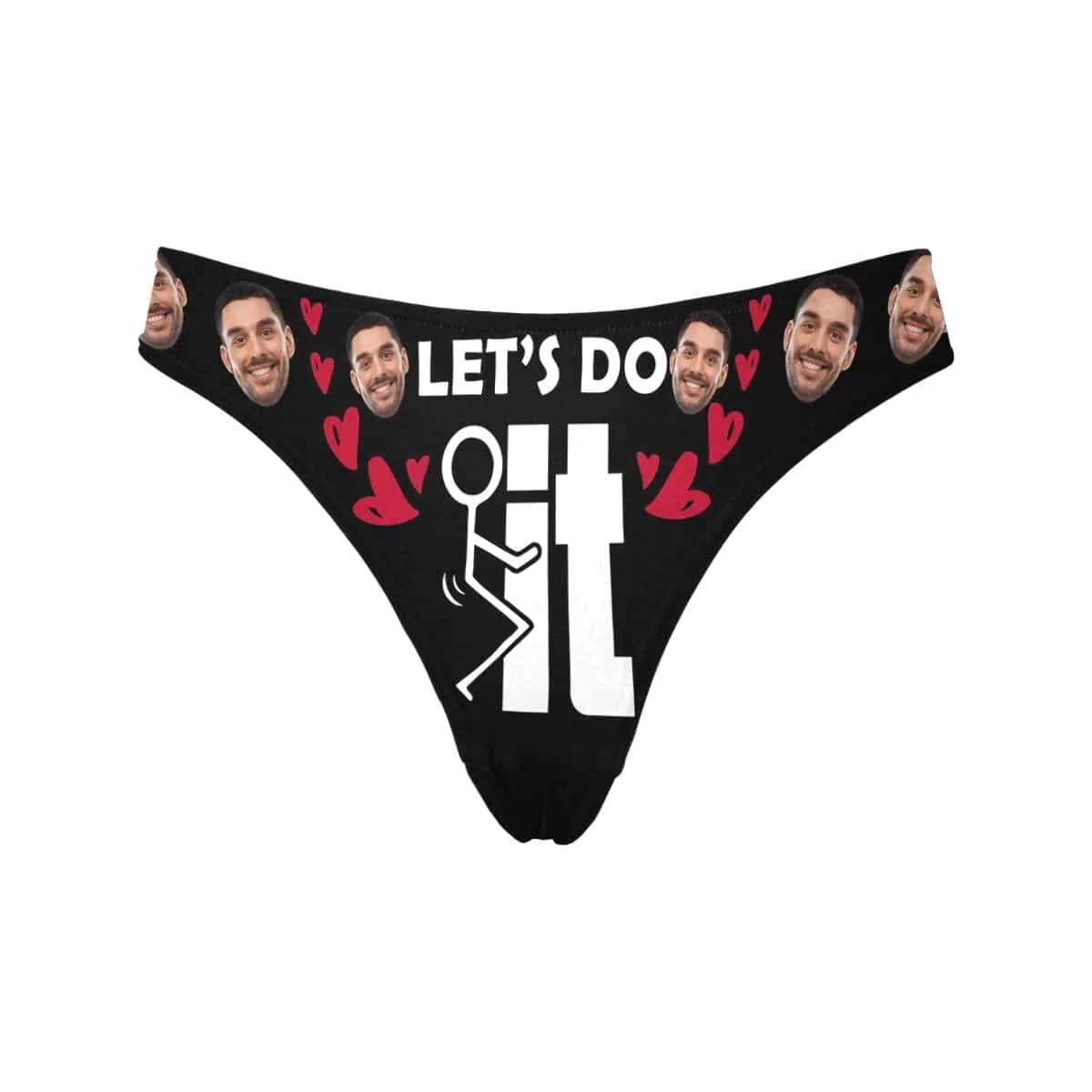 FacePajamas Mix Briefs Custom Face Let's Do It Women's Classic Thong&Men's Boxer Briefs Personalized Underwear For Couple Funny Gifts