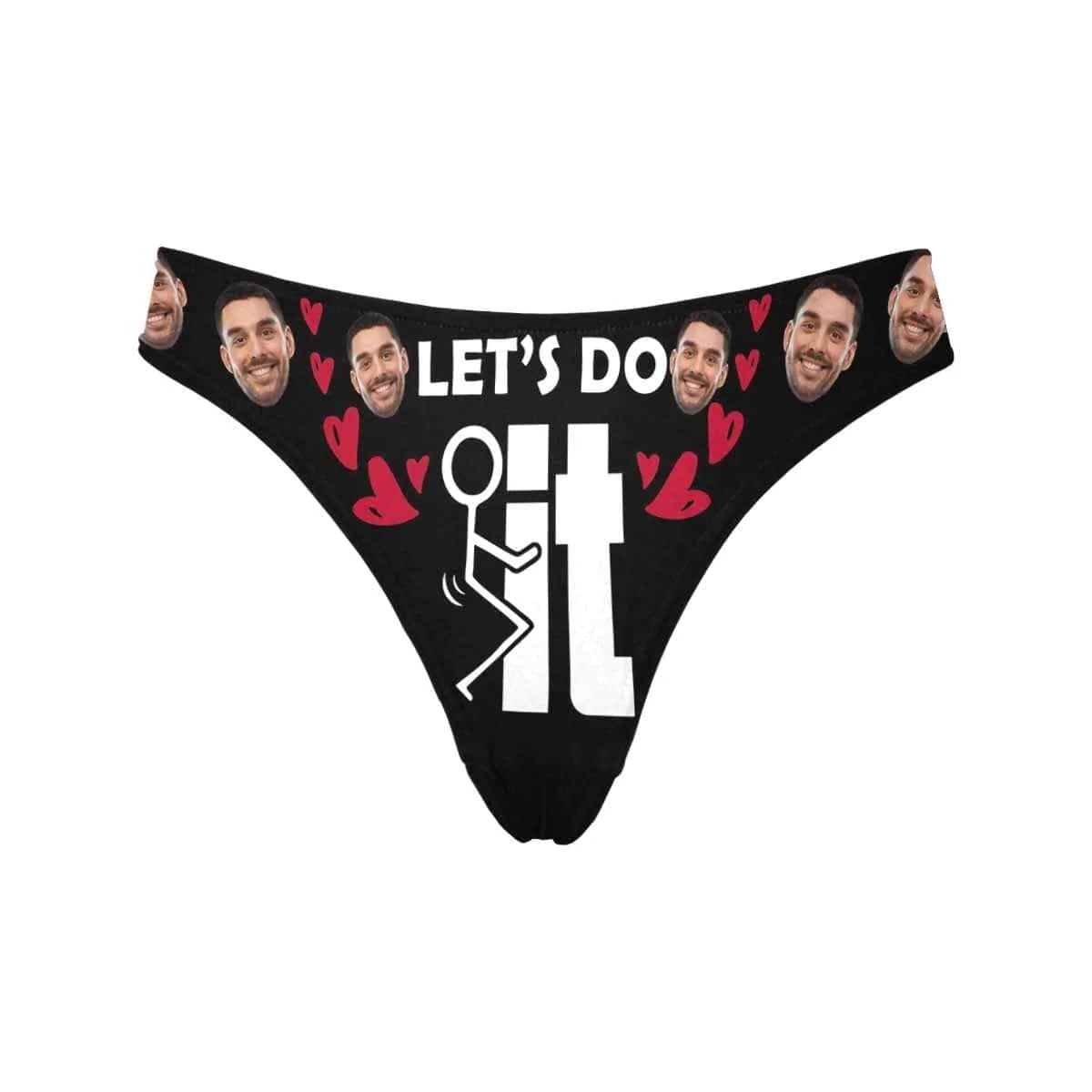 FacePajamas Mix Briefs Custom Face Let's Do It Women's Classic Thong&Men's Boxer Briefs Personalized Underwear For Couple Funny Gifts
