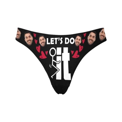 FacePajamas Mix Briefs Custom Face Let's Do It Women's Classic Thong&Men's Boxer Briefs Personalized Underwear For Couple Funny Gifts
