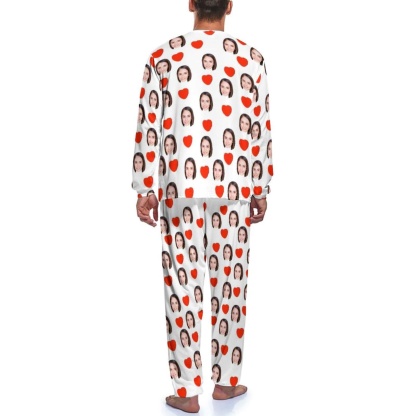 FacePajamas Pajama Family Matching Pajamas Custom Face Love Heart Sleepwear Personalized Family Matching Long Sleeve Pajama Set