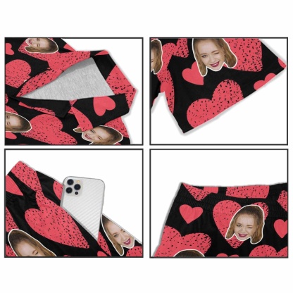 FacePajamas Custom Face Love Heart Matching Couple Pajamas Personalized Photo Pajama Set Funny Nightwear