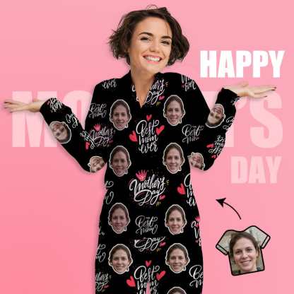 FacePajamas Pajama Custom Face Love MOM Women's Long Pajama Set Mother's Day & Birthday Gift