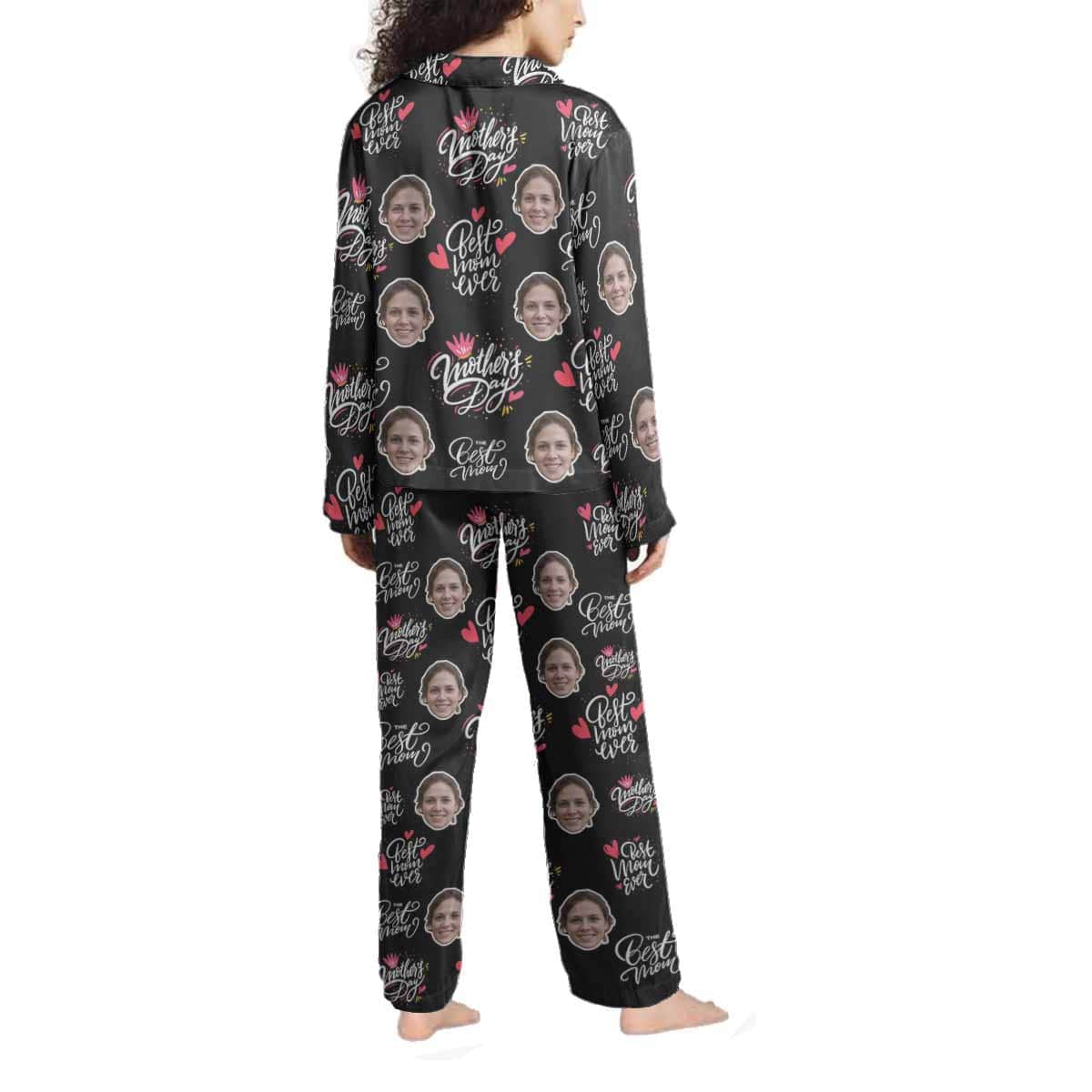 FacePajamas Pajama Custom Face Love MOM Women's Long Pajama Set Mother's Day & Birthday Gift