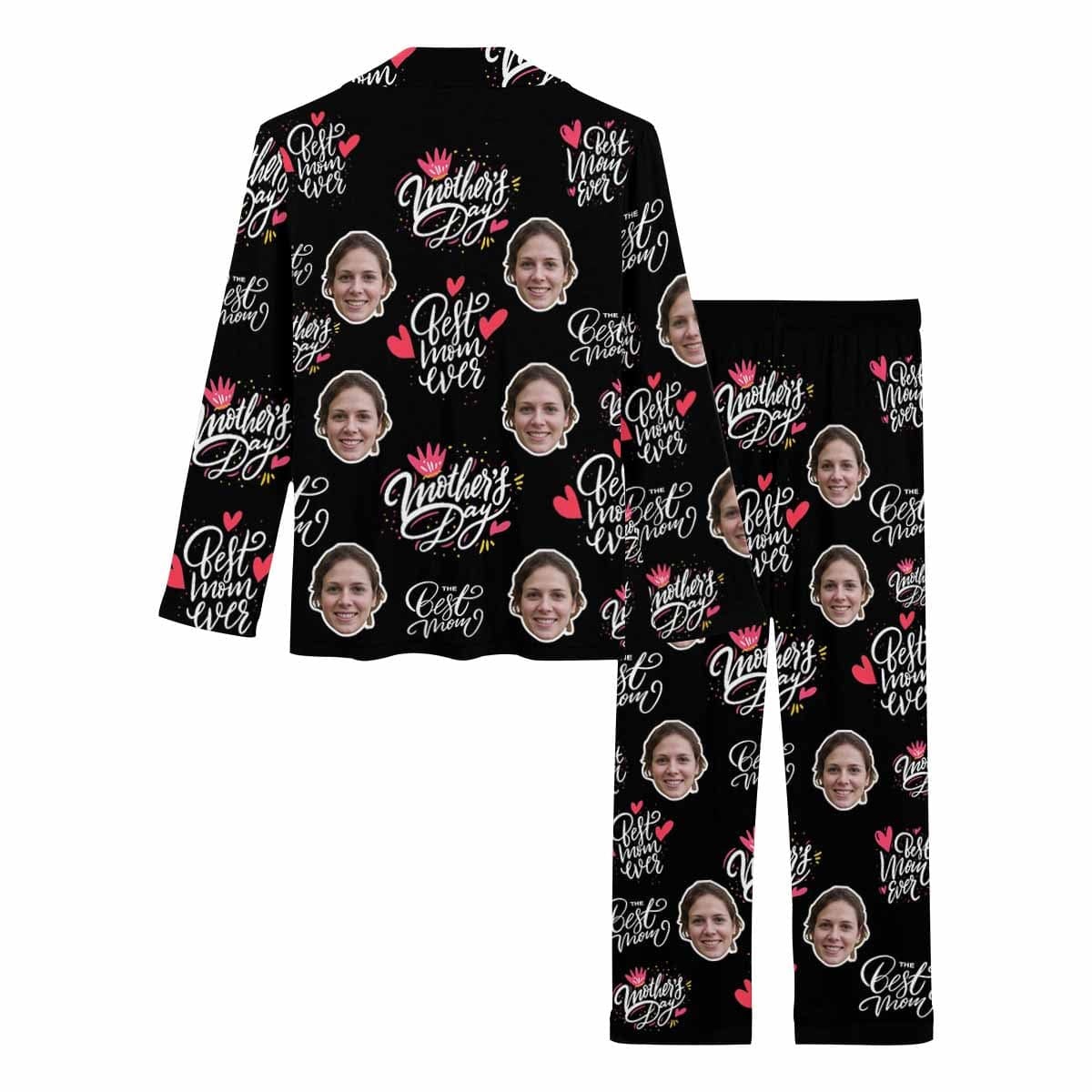 FacePajamas Pajama Custom Face Love MOM Women's Long Pajama Set Mother's Day & Birthday Gift