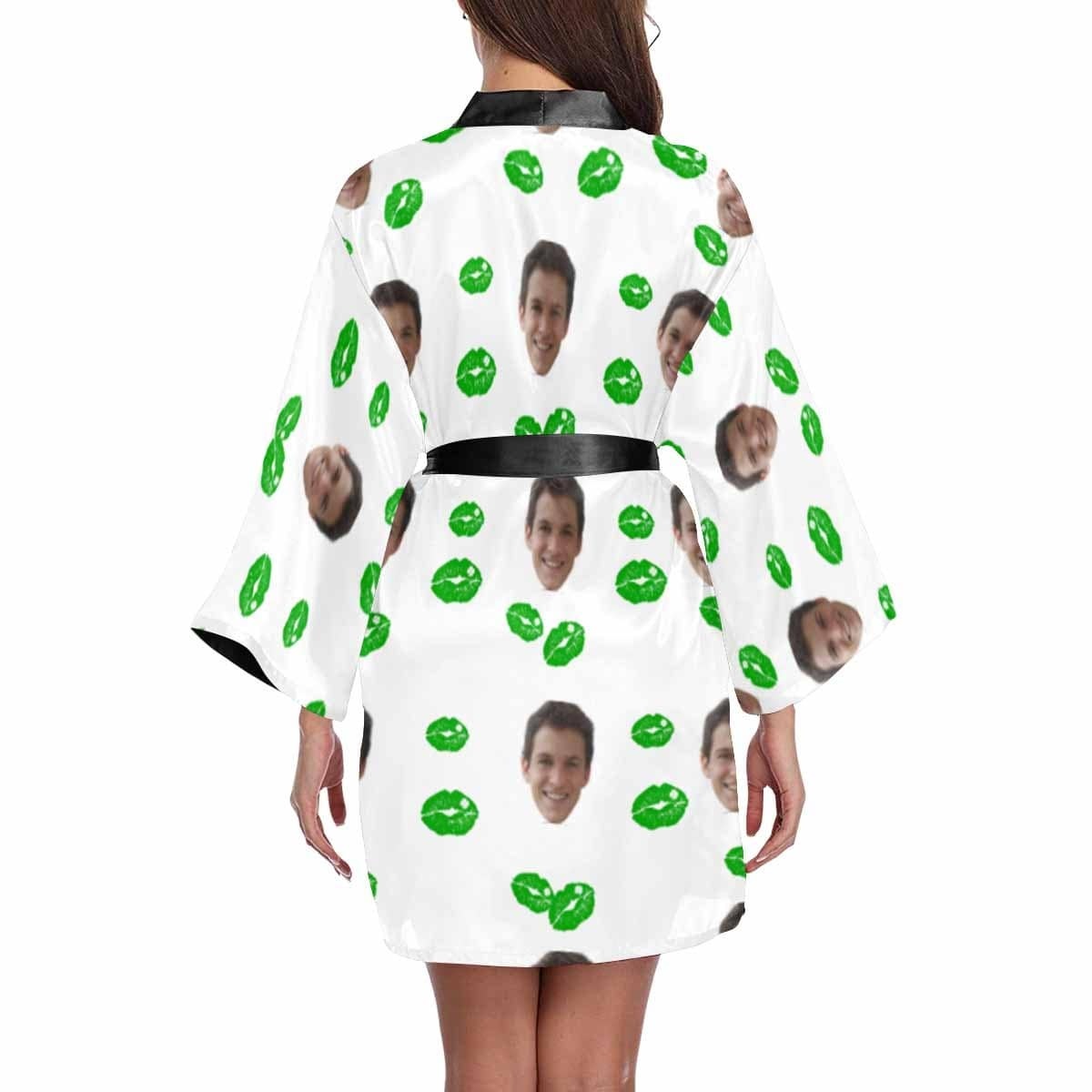 FacePajamas Pajama Custom Face Lucky Lips Women's Short Pajama Kimono Robe