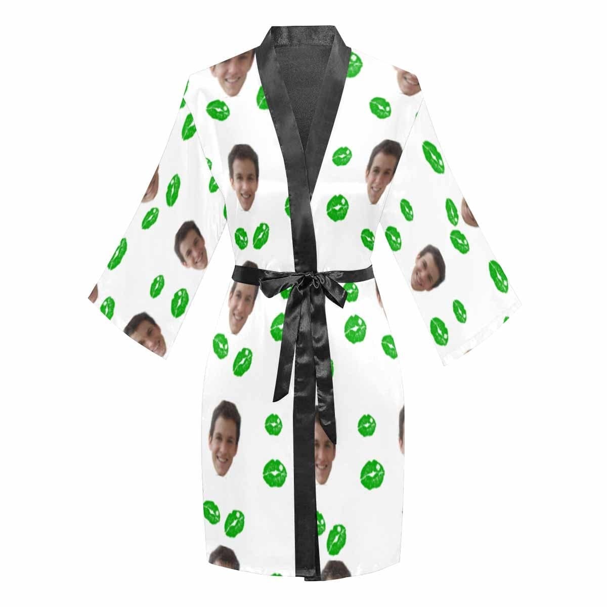FacePajamas Pajama Custom Face Lucky Lips Women's Short Pajama Kimono Robe