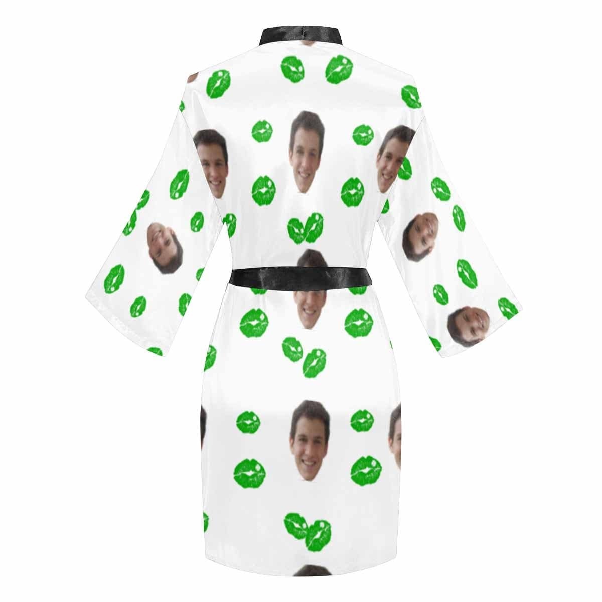 FacePajamas Pajama Custom Face Lucky Lips Women's Short Pajama Kimono Robe