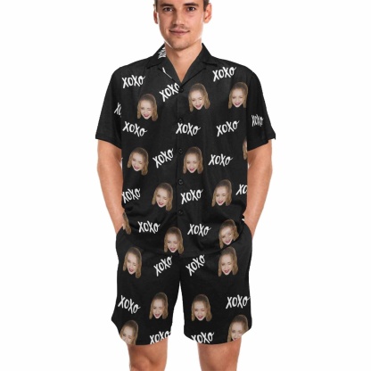 FacePajamas Pajamas Custom Face Matching Couple Pajamas Personalized XOXO Pajama Set Funny Nightwear For Him or Her