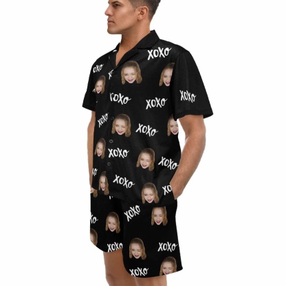 FacePajamas Pajamas Custom Face Matching Couple Pajamas Personalized XOXO Pajama Set Funny Nightwear For Him or Her