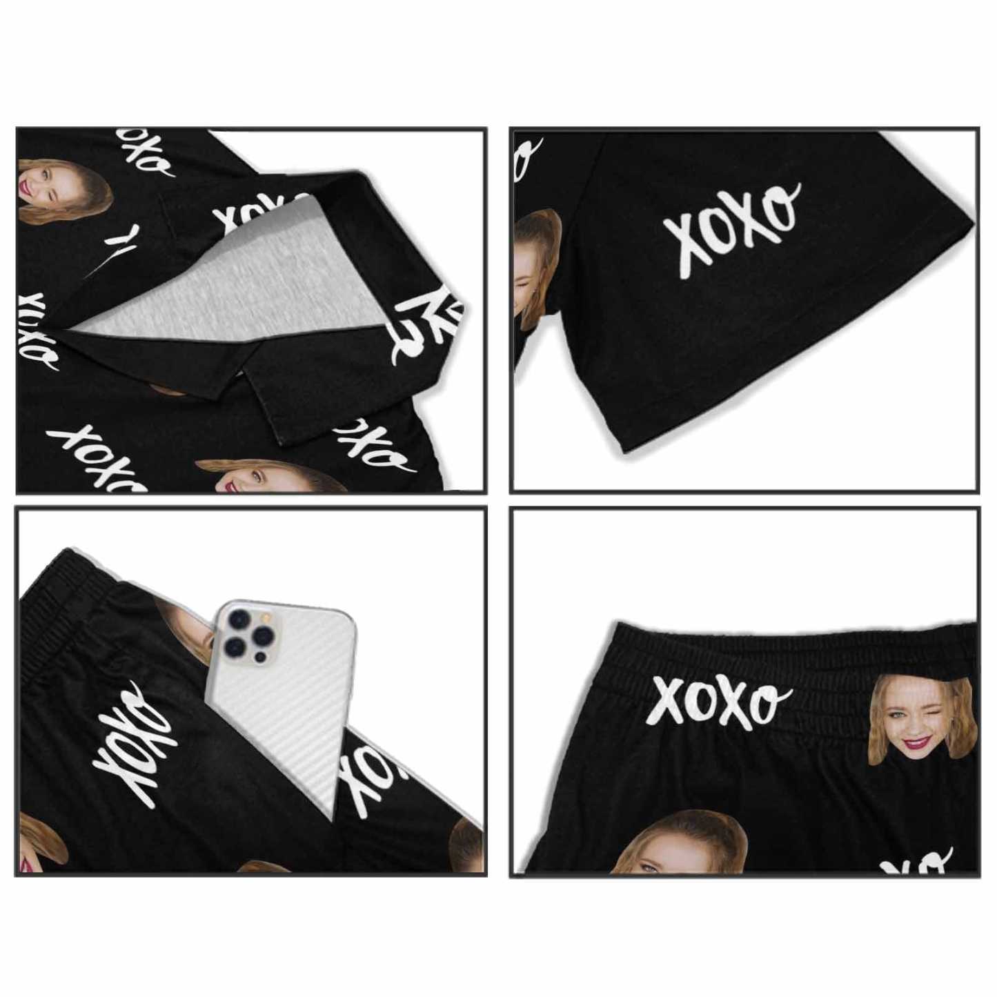 FacePajamas Custom Face Matching Couple Pajamas Personalized XOXO Pajama Set Funny Nightwear For Him or Her