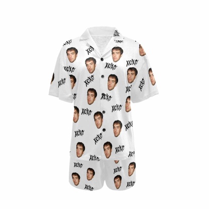 FacePajamas Custom Face Matching Couple Pajamas Personalized XOXO Pajama Set Funny Nightwear For Him or Her