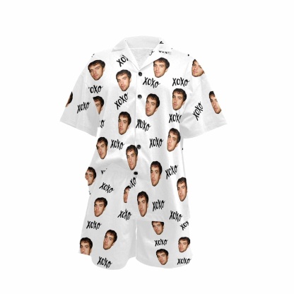 FacePajamas Custom Face Matching Couple Pajamas Personalized XOXO Pajama Set Funny Nightwear For Him or Her