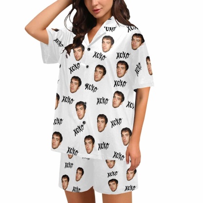 FacePajamas Custom Face Matching Couple Pajamas Personalized XOXO Pajama Set Funny Nightwear For Him or Her