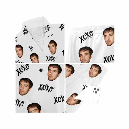 FacePajamas Custom Face Matching Couple Pajamas Personalized XOXO Pajama Set Funny Nightwear For Him or Her