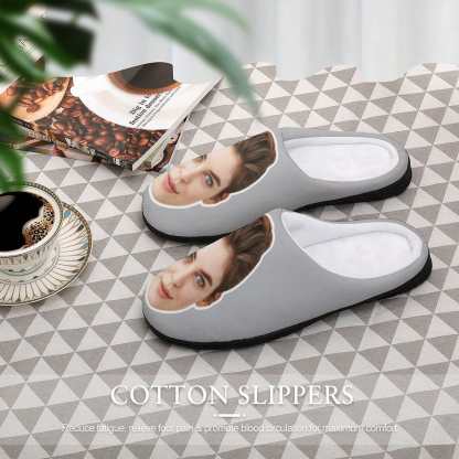 FacePajamas Slippers Custom Face Men's All Over Print Cotton Slippers