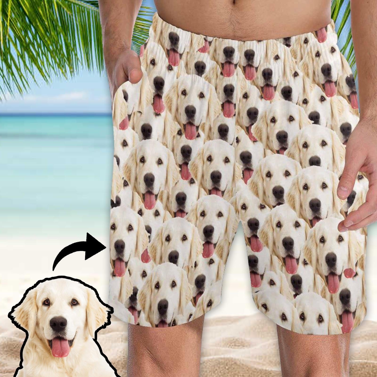 FacePajamas Pajama Shorts Custom Face Men's Pajama Shorts Personalized Dog Smiley Face Sleepwear Shorts