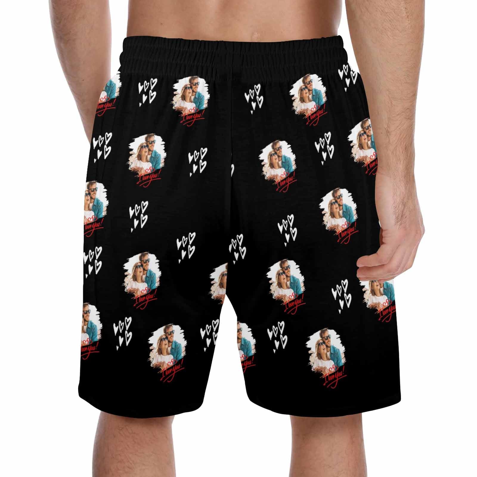 FacePajamas Pajama Shorts Custom Face Men's Pajama Shorts Personalized Love Photo Sleepwear Shorts