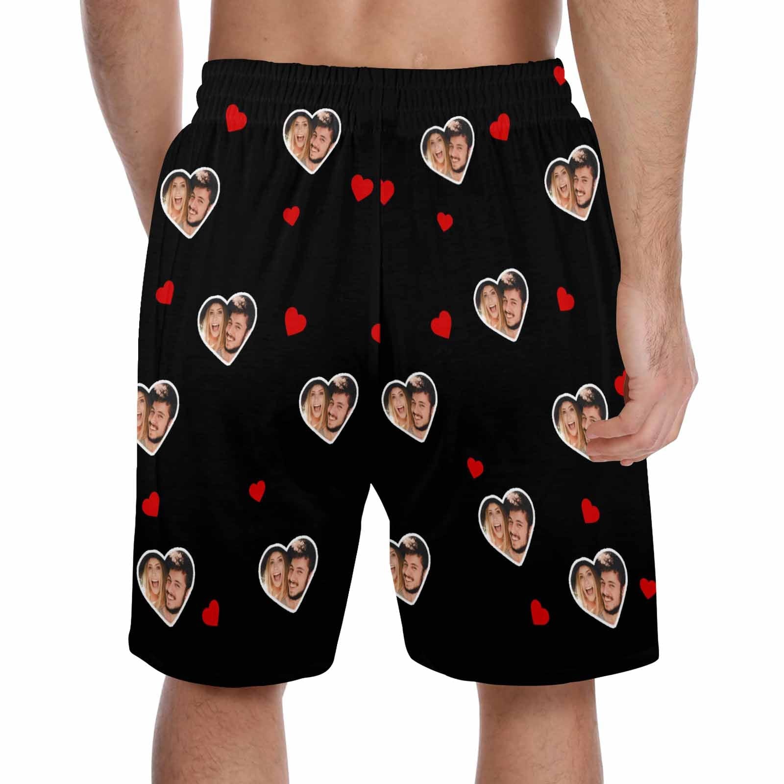 FacePajamas Pajama Shorts Custom Face Men's Pajama Shorts Personalized Love Sleepwear Shorts