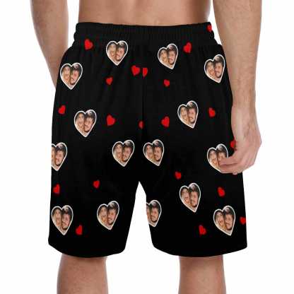 FacePajamas Pajama Shorts Custom Face Men's Pajama Shorts Personalized Love Sleepwear Shorts