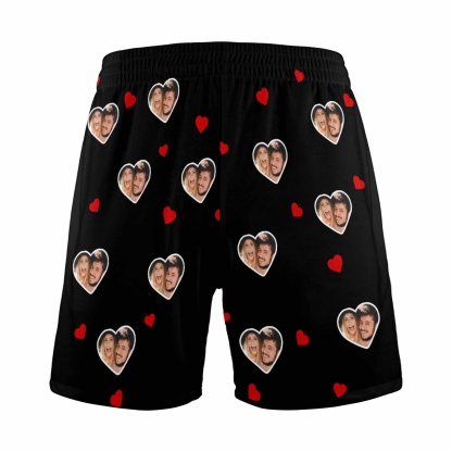 FacePajamas Pajama Shorts Custom Face Men's Pajama Shorts Personalized Love Sleepwear Shorts
