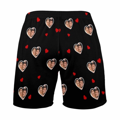 FacePajamas Pajama Shorts Custom Face Men's Pajama Shorts Personalized Love Sleepwear Shorts