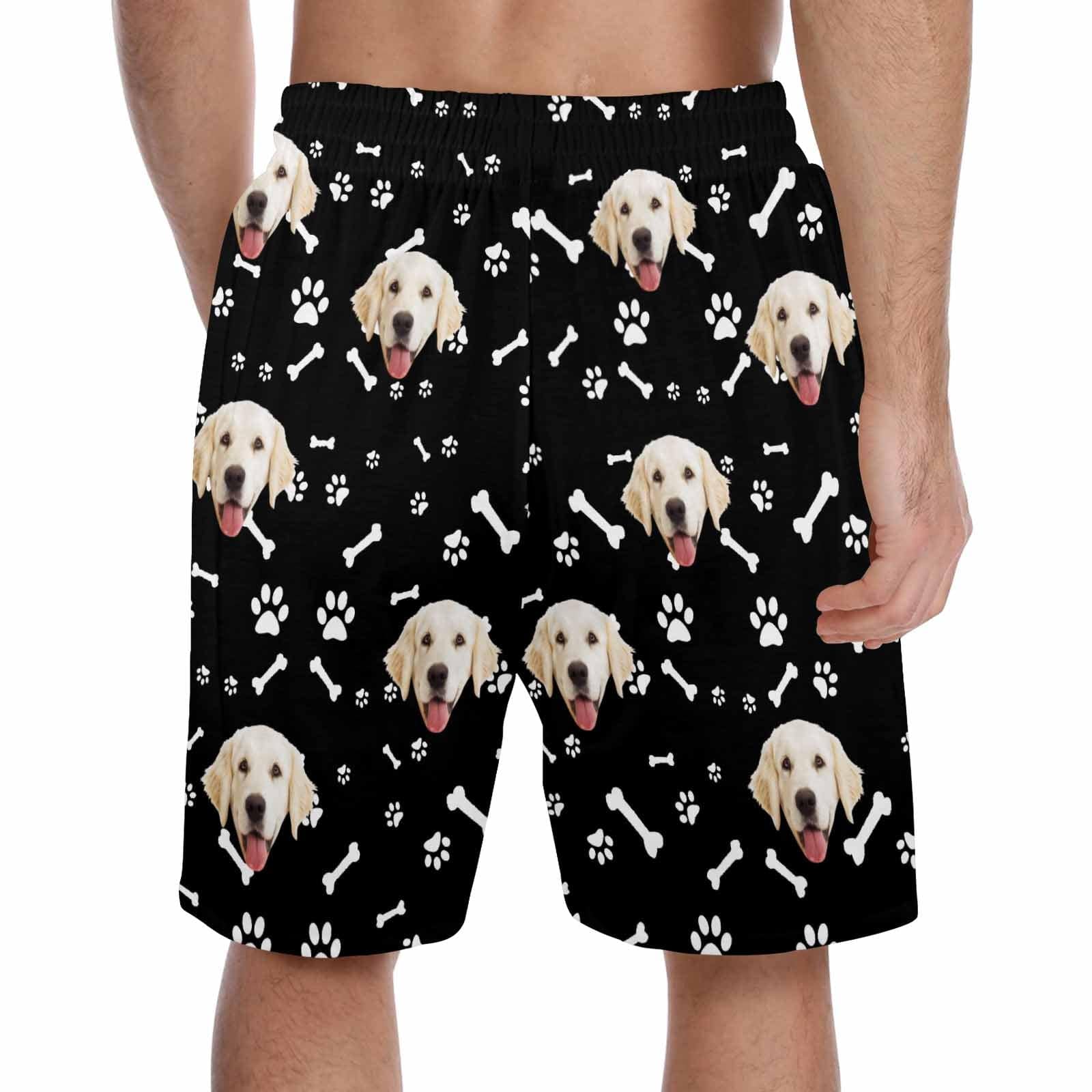 FacePajamas Custom Face Men's Pajama Shorts Personalized Smiley Dog Sleepwear Shorts