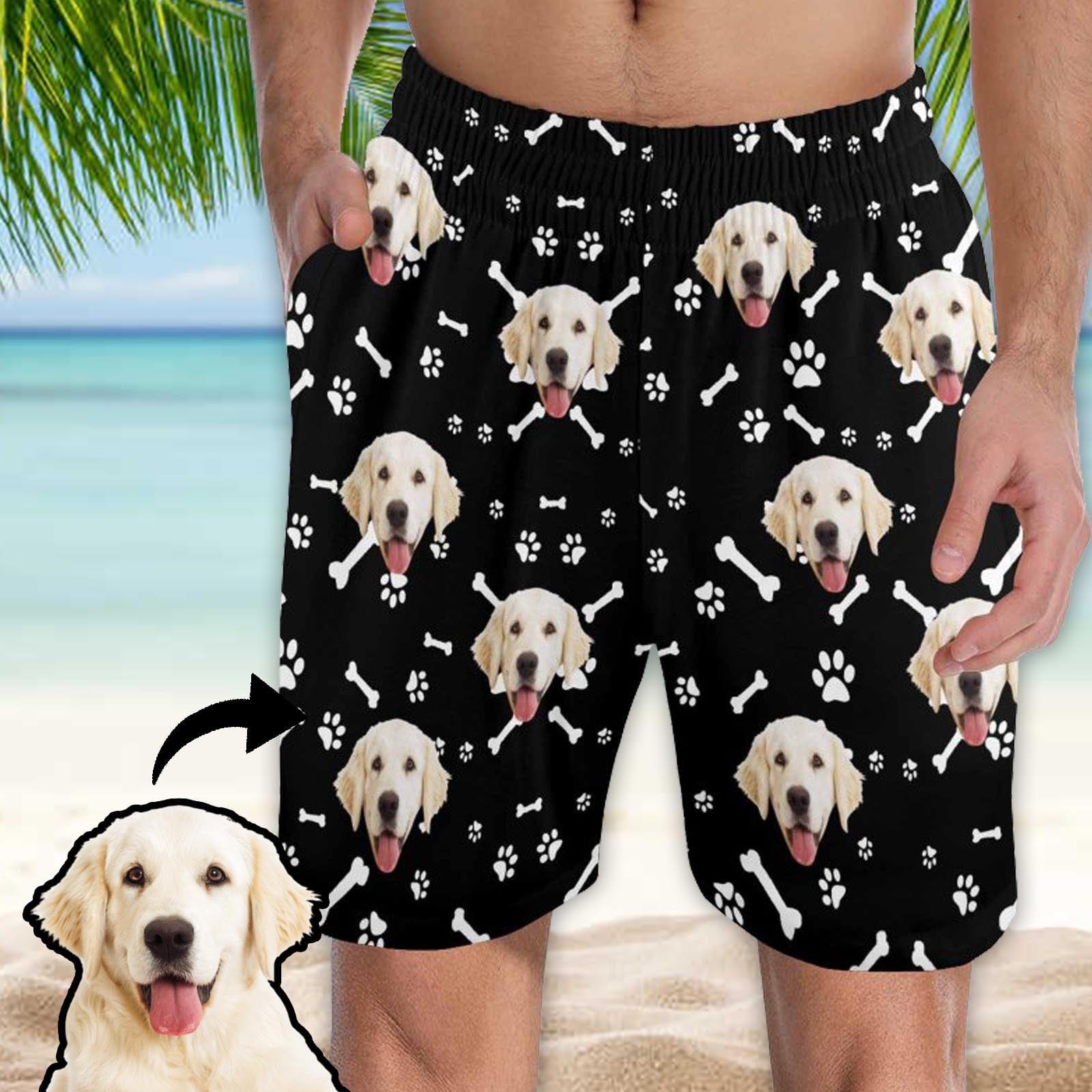 FacePajamas Custom Face Men's Pajama Shorts Personalized Smiley Dog Sleepwear Shorts