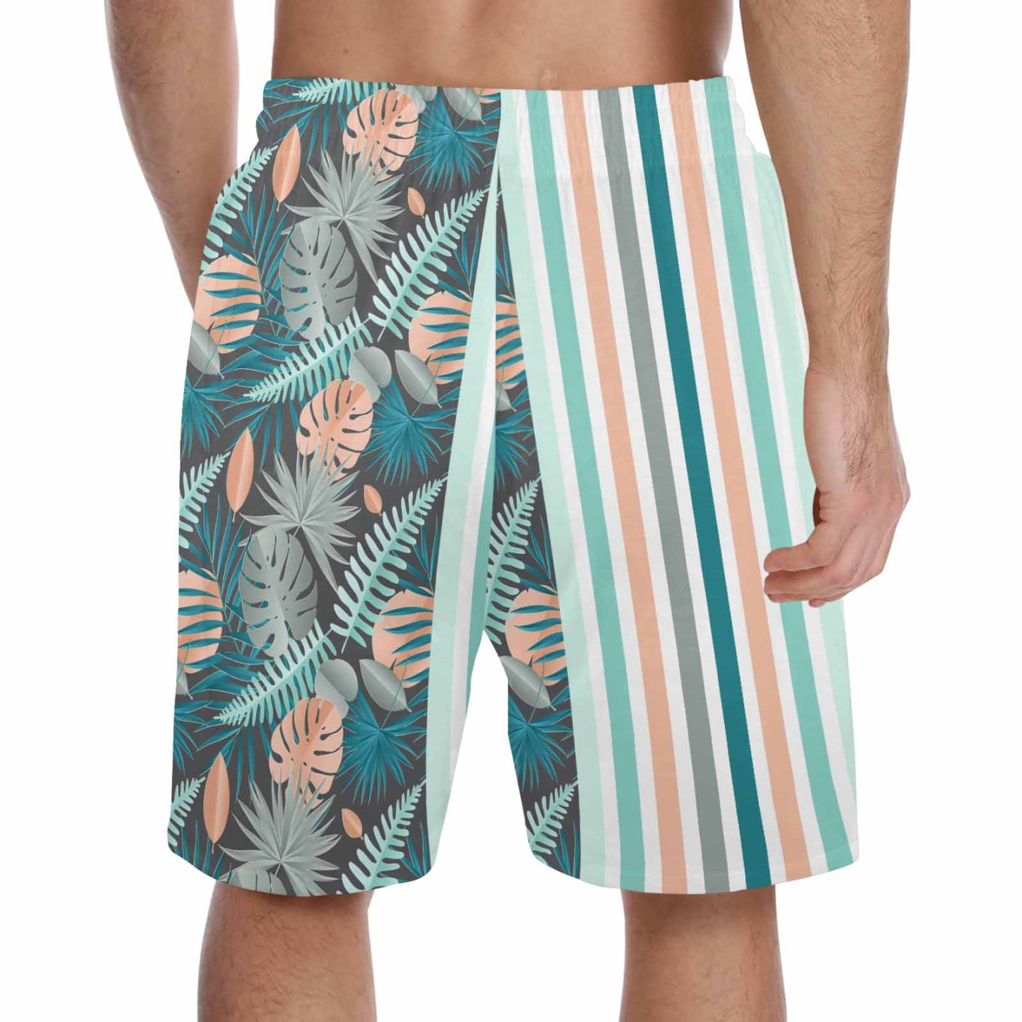 FacePajamas Custom Face Men's Pajama Shorts Personalized Tropical Print Sleepwear Shorts
