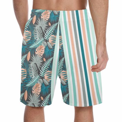 FacePajamas Custom Face Men's Pajama Shorts Personalized Tropical Print Sleepwear Shorts