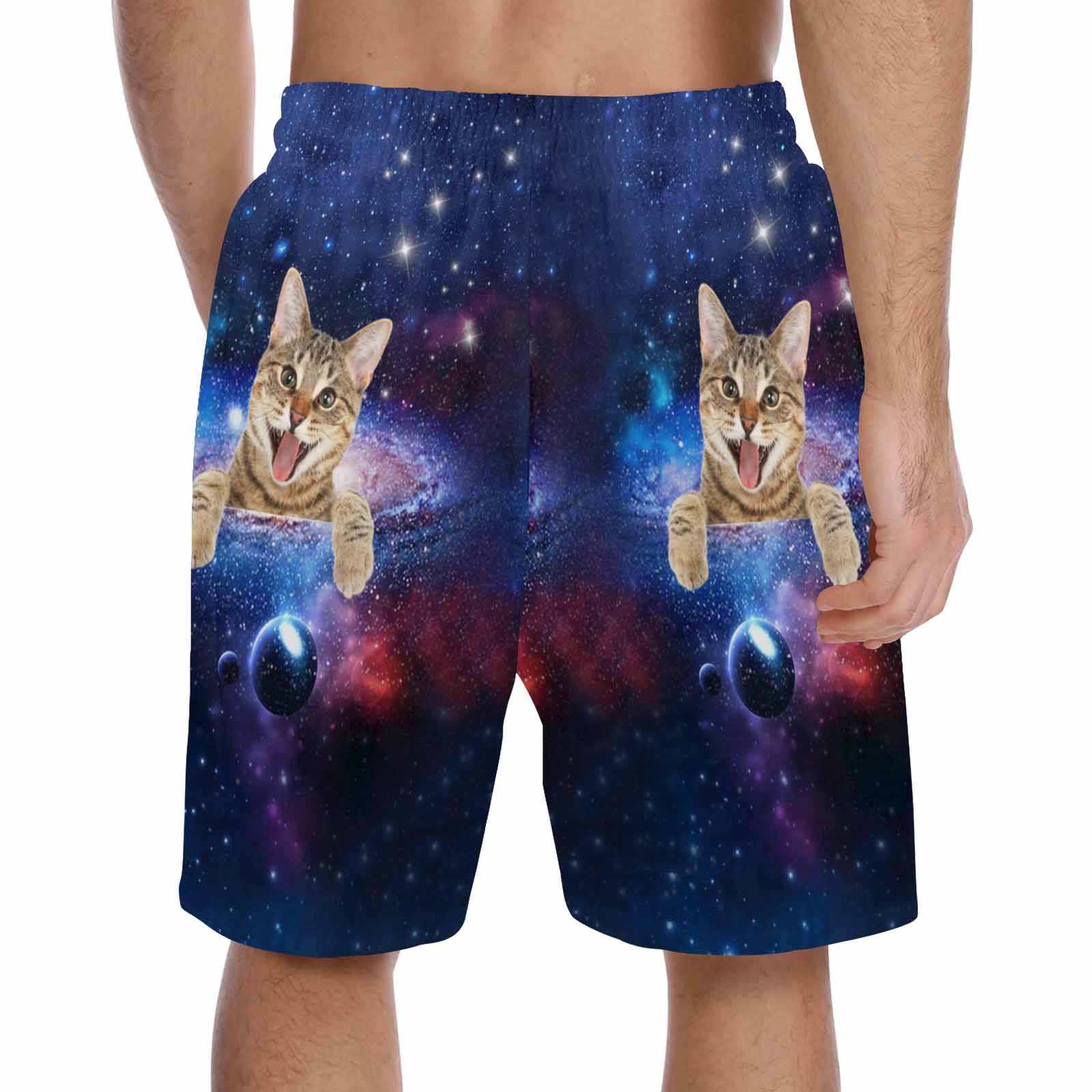 FacePajamas Pajama Shorts Custom Face Men's Pajama Shorts Personalized Universe Sleepwear Shorts