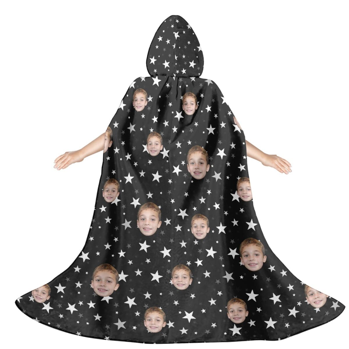 FacePajamas Halloween Cloak-2ML-ZD Custom Face Multicolor Unisex Hooded Halloween Cloak for Adult and Kids Cosplay Costumes Wizard Cape with Hat