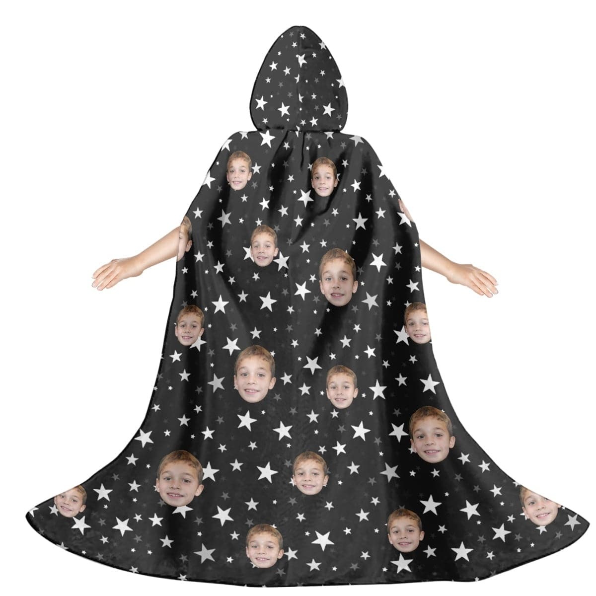 FacePajamas Halloween Cloak-2ML-ZD Custom Face Multicolor Unisex Hooded Halloween Cloak for Adult and Kids Cosplay Costumes Wizard Cape with Hat