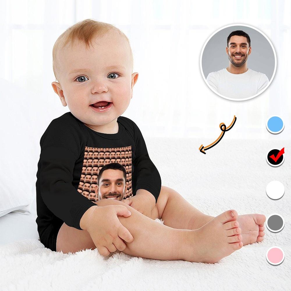 FacePajamas Baby Pajama Custom Face My Dad Infant Bodysuit One Piece Jumpsuit Personalized Long Sleeve Rompers Baby Clothes
