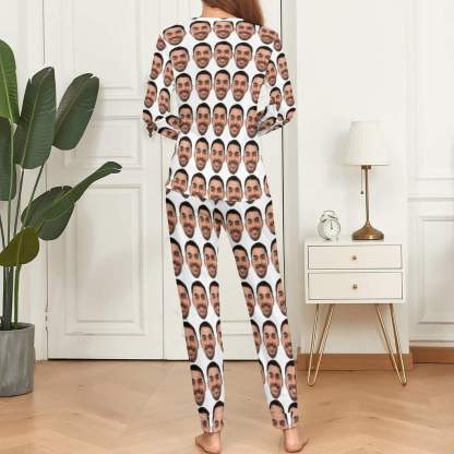 FacePajamas Pajama Custom Face My Valentine Couple Matching Pajamas Personalized Photo Loungewear Honeymoon Sleepwear Anniversary Gift