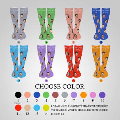 FacePajamas Sublimated Crew Socks-2WH-SDS Custom Face&Name Couple Sublimated Crew Socks Black Background Socks Personalized Funny Photo Socks Gift