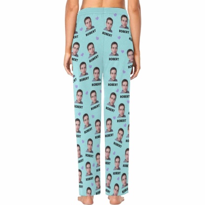 FacePajamas Custom Face & Name Pajama Pants Funny Blue Sleepwear for Men