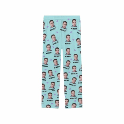 FacePajamas Custom Face & Name Pajama Pants Funny Blue Sleepwear for Men