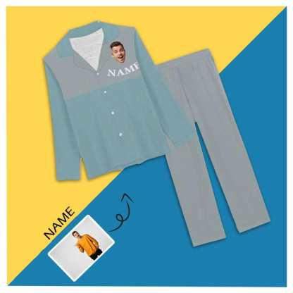 FacePajamas Pajama Custom Face&Name Pajamas Color Matching Sleepwear Personalized Women's Slumber Party Long Pajama Set